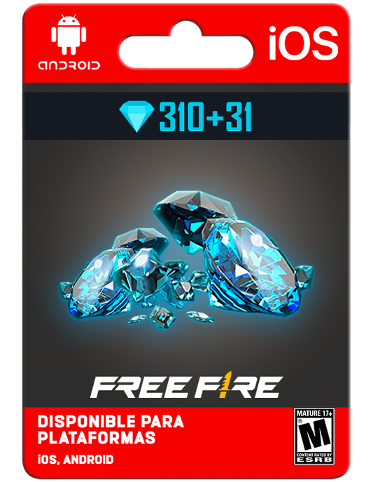 FREE FIRE 💎310+31 PINS DE DIAMANTES