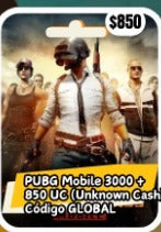 PUBG MOVILE 3000+850 UC(unknown cash)codigo GLOBAL