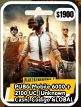 PUBG MOVILE 6000+2100 UC(unknown cash)codigo GLOBAL