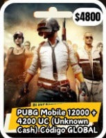 PUBG MOVILE 4800 UC(unknown cash)codigo GLOBAL