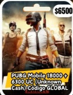 PUBG MOVILE 18000+6300 UC(unknown cash)codigo GLOBAL