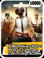 PUBG MOVILE 24000+8400 UC(unknown cash)codigo GLOBAL